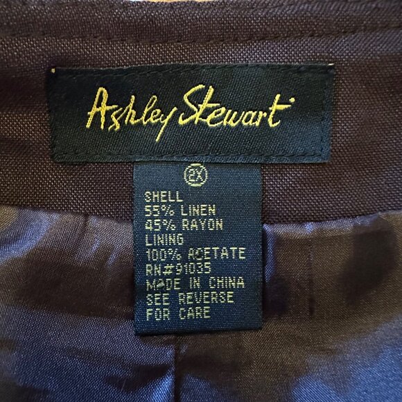 Ashley Stewart Brown & White Embroidered Maxi Skirt Size 2X Linen Blend - Picture 4 of 6